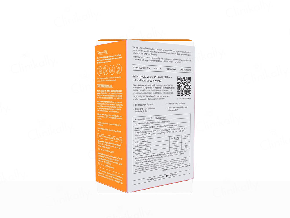 Origins Nutra Sea Buckthorn Oil 500mg Nutraceutical Veg Softgel Capsule