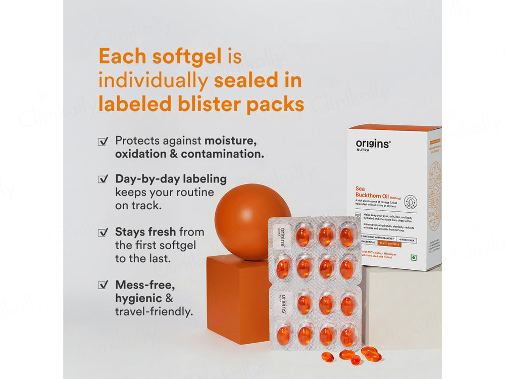 Origins Nutra Sea Buckthorn Oil 500mg Nutraceutical Veg Softgel Capsule