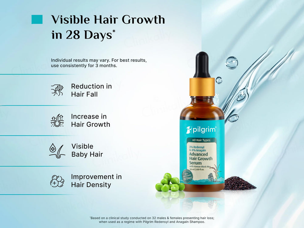 Pilgrim 3% Redensyl & 4% Anagain Advanced Hair Growth Serum With Korean Black Rice