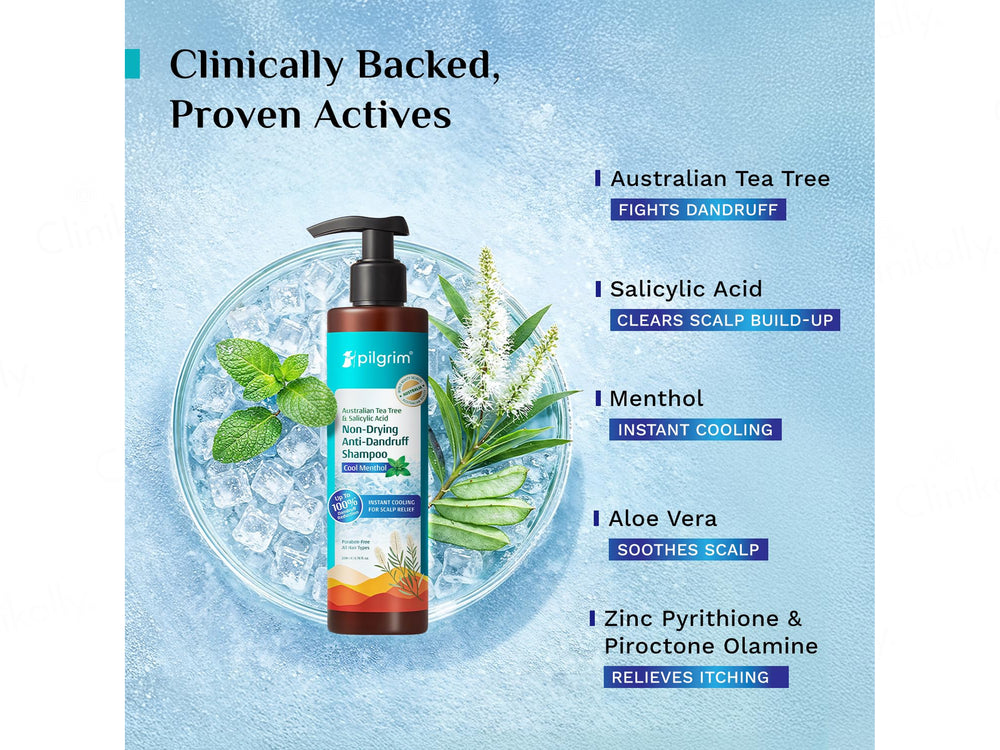 Pilgrim Australian Tea Tree & Salicylic Acid Non-Drying Anti-Dandruff Shampoo - Cool Menthol