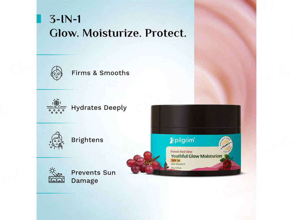 Pilgrim French Red Vine Youthful Glow Moisturizer SPF 30