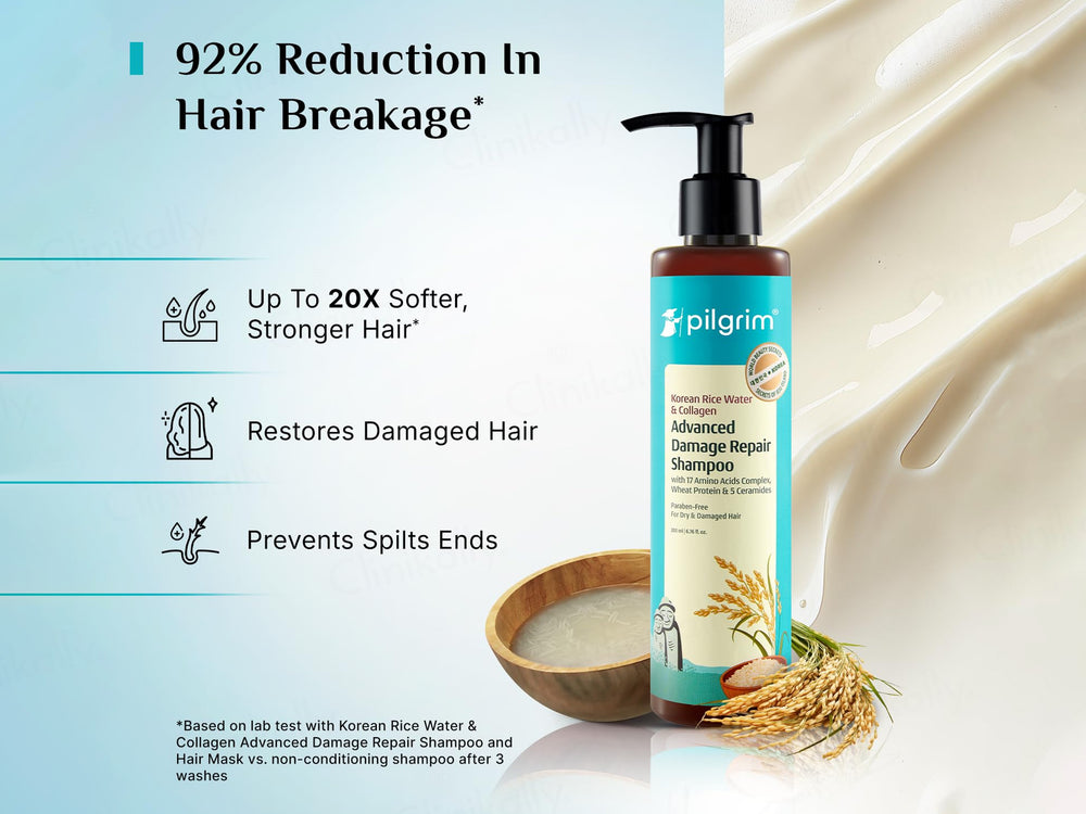 Pilgrim Korean Rice Water & Collagen Advanced Damaged Repair Shampoo