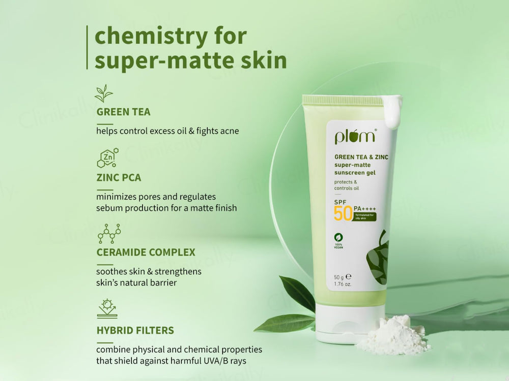 Plum Green Tea & Zinc Super-Matte Sunscreen Gel SPF 50 PA++++