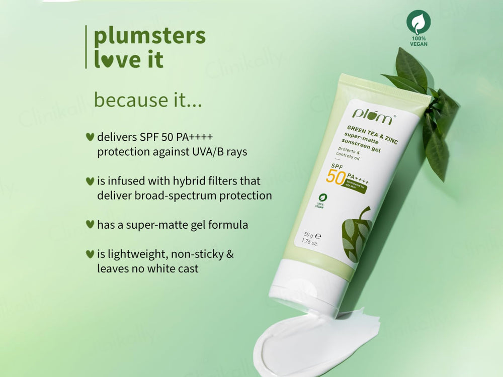 Plum Green Tea & Zinc Super-Matte Sunscreen Gel SPF 50 PA++++
