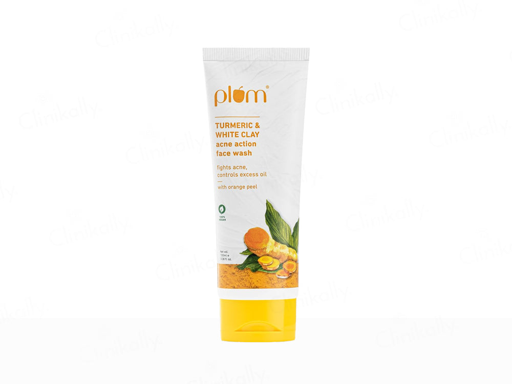 Plum Turmeric & White Clay Acne Action Face Wash With Orange Peel