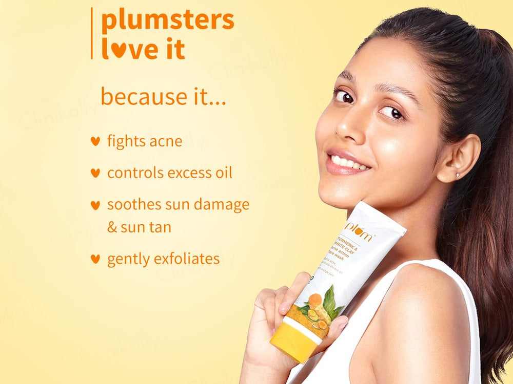 Plum Turmeric & White Clay Acne Action Face Wash With Orange Peel