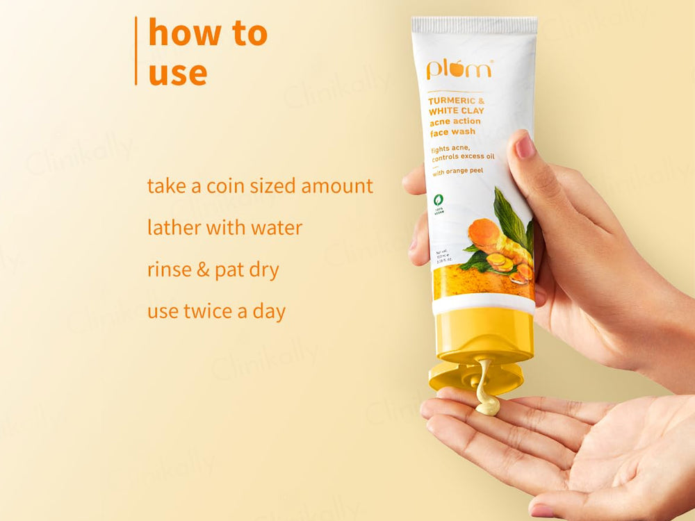 Plum Turmeric & White Clay Acne Action Face Wash With Orange Peel
