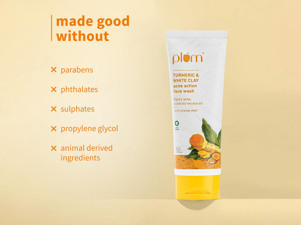 Plum Turmeric & White Clay Acne Action Face Wash With Orange Peel