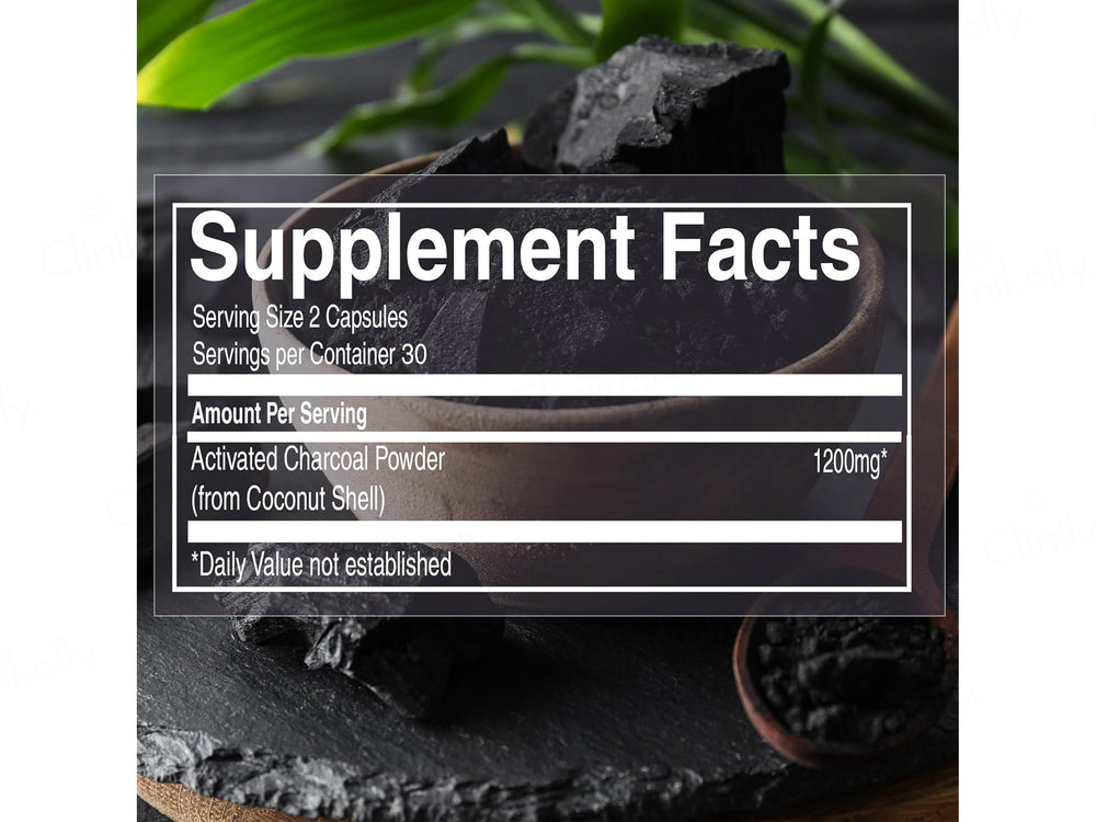 Pure Nutrition Activated Charcoal 1200mg Veg Capsule