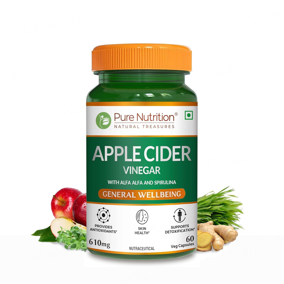 Buy Pure Nutrition Apple Cider Vinegar With Alfa Alfa & Spirulina Veg  Capsule Online at Best Price | Clinikally