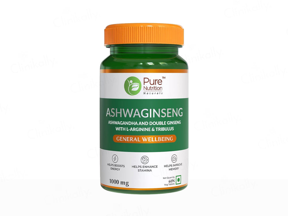 Pure Nutrition Ashwaginseng 1075mg Health Supplement Veg Tablet
