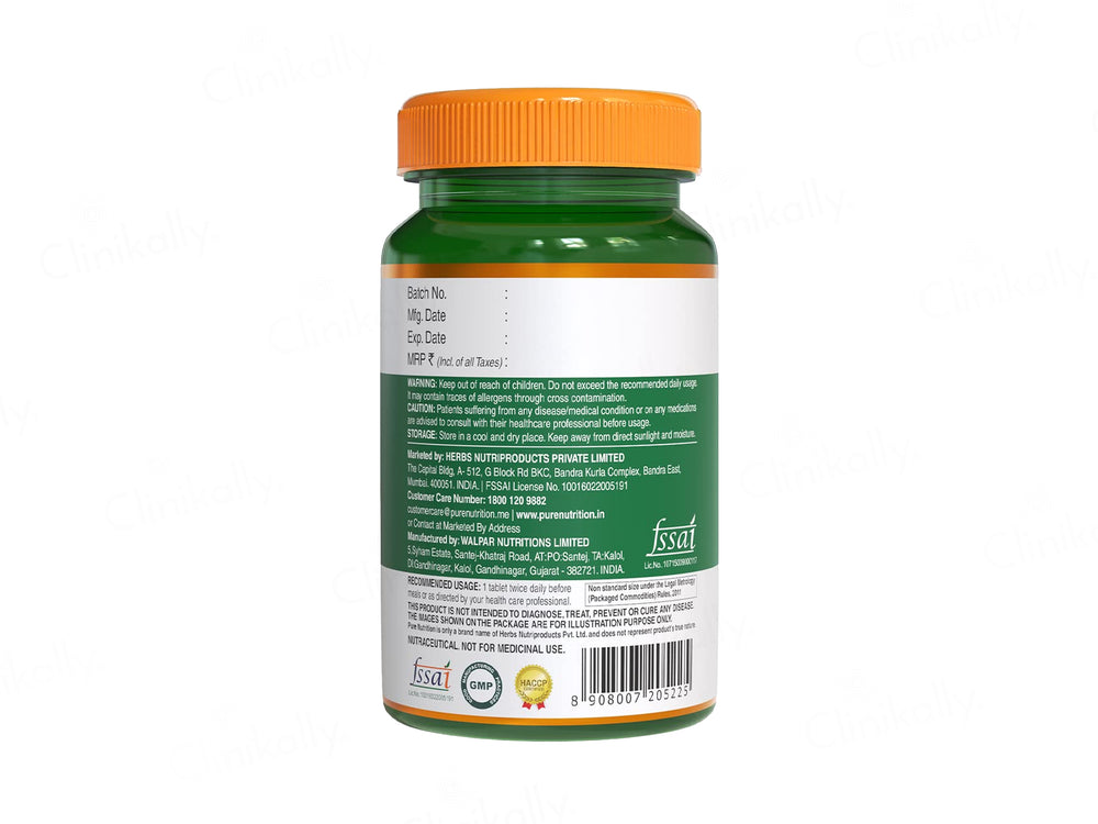 Pure Nutrition Ashwaginseng 1075mg Health Supplement Veg Tablet