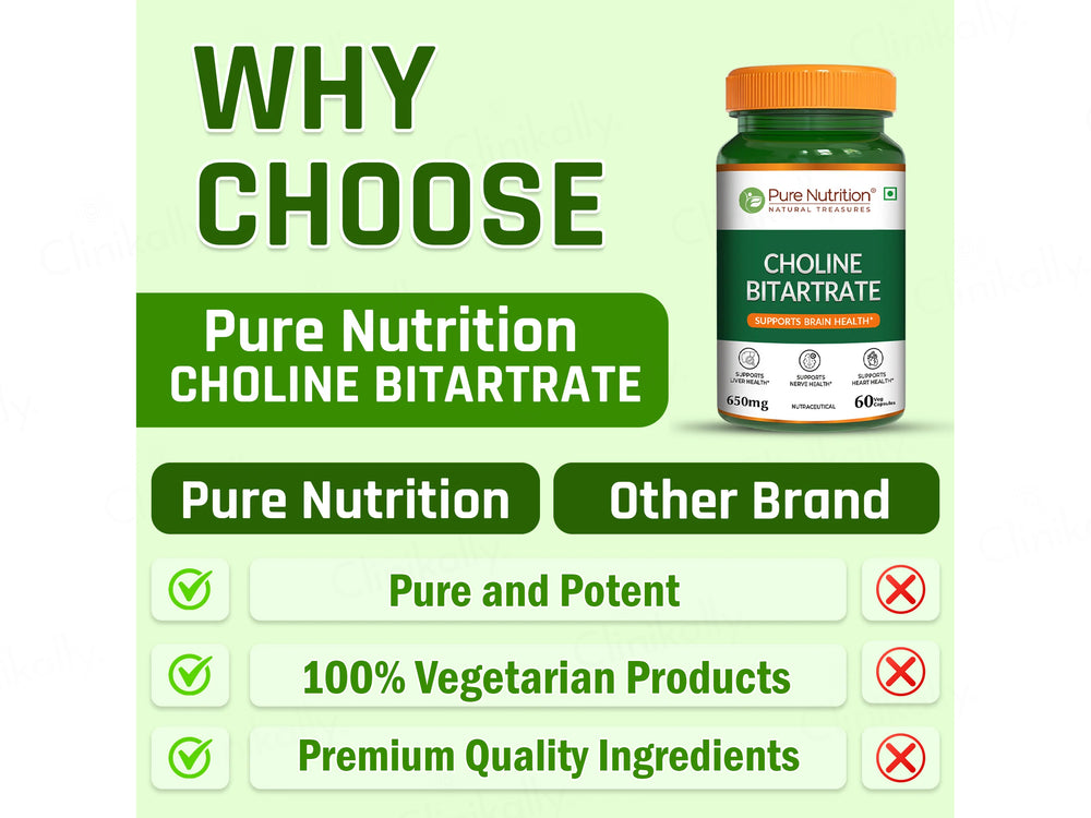 Pure Nutrition Choline Bitartrate 650mg Veg Capsule