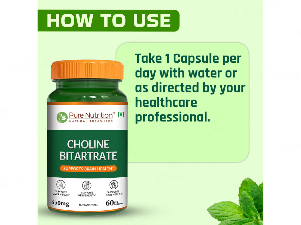 Pure Nutrition Choline Bitartrate 650mg Veg Capsule