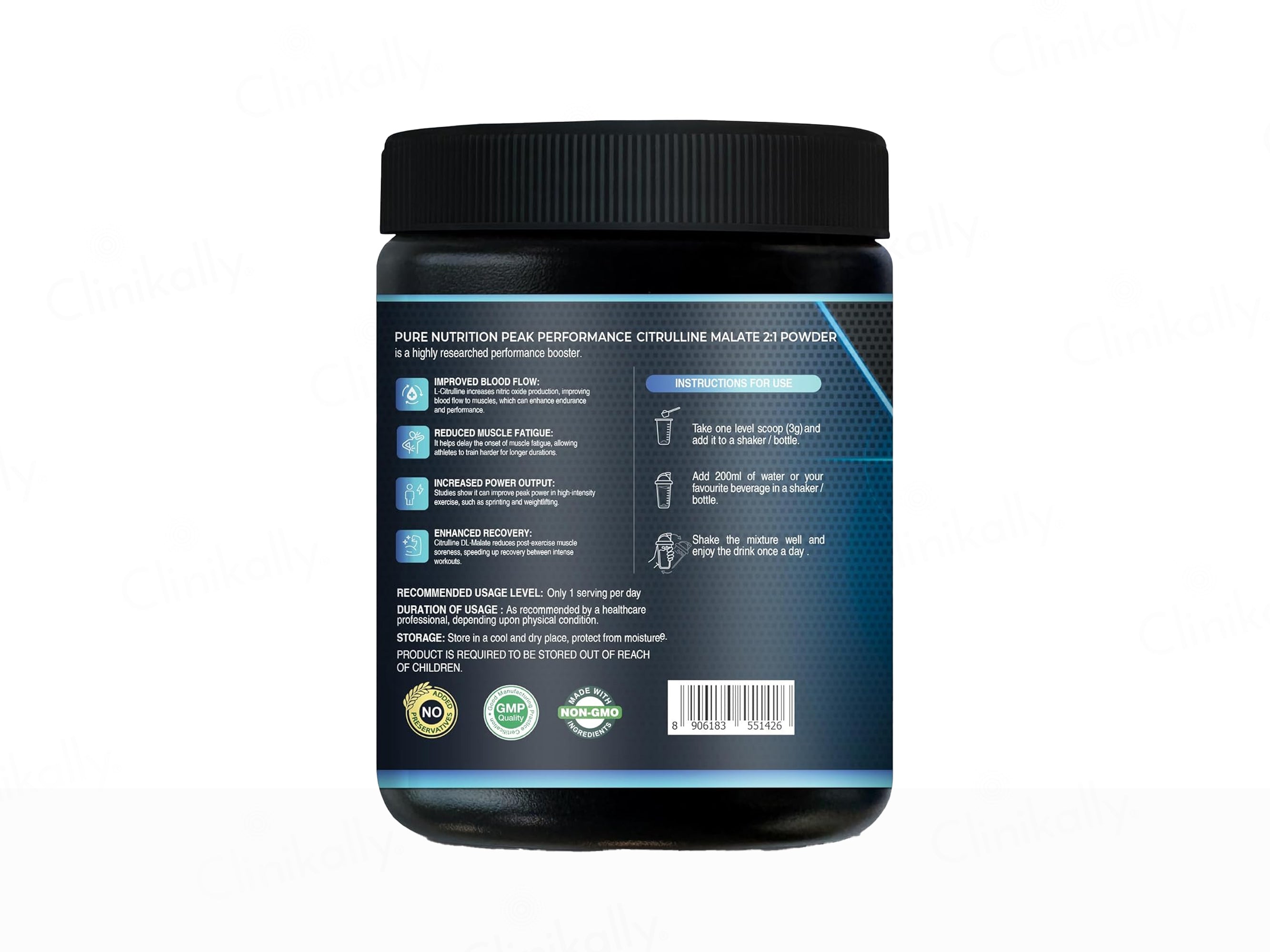 Pure Nutrition Citrulline Malate 2:1 Nutraceutical Powder - Unflavoured