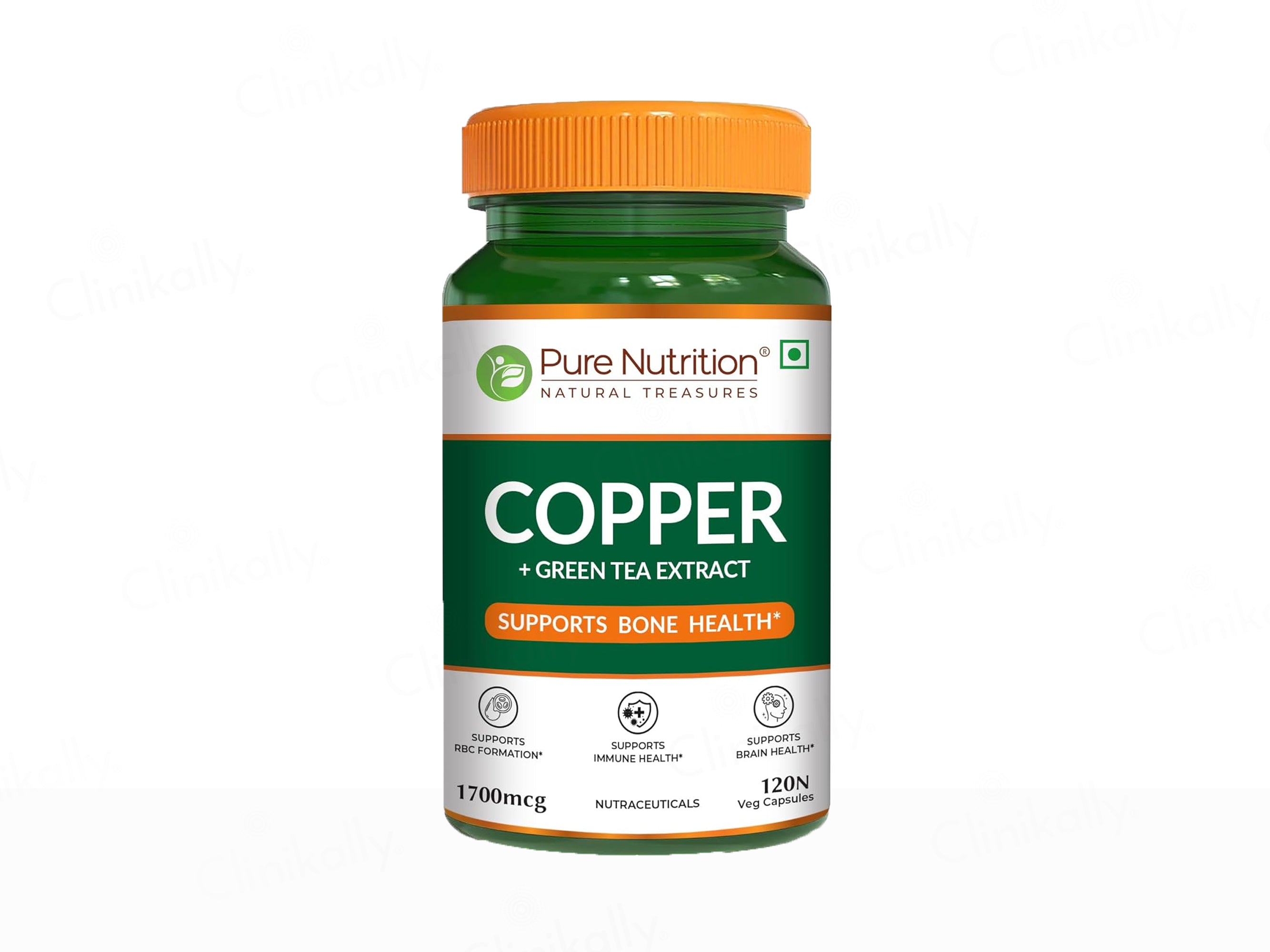 Pure Nutrition Copper + Green Tea Extract Veg Capsule