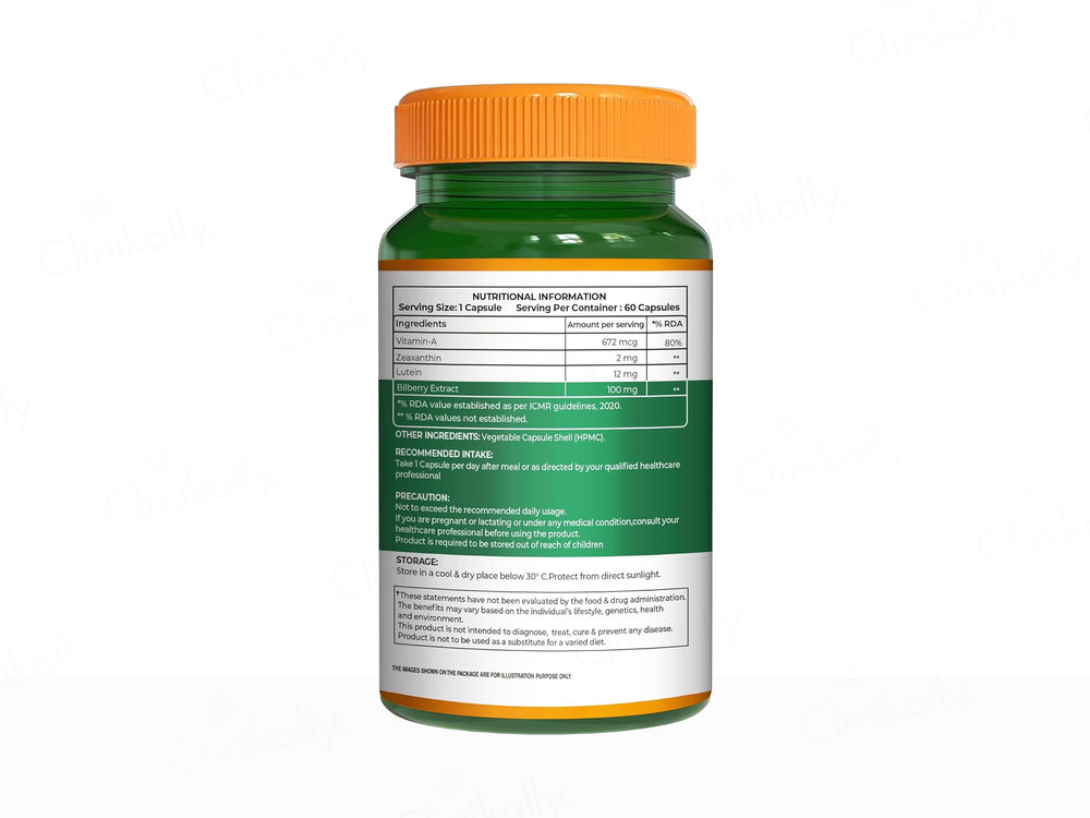 Pure Nutrition Eye Care+ With Lutein, Zeaxanthin, Vitamin A & Bilberry Veg Capsule