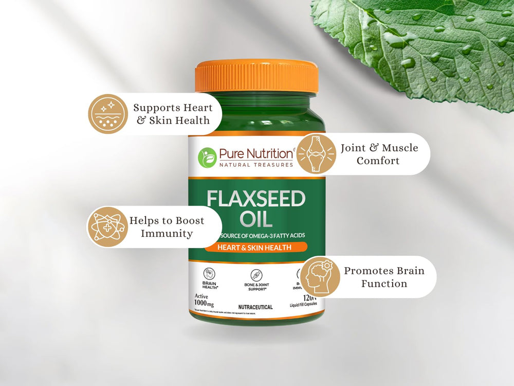 Pure Nutrition Flaxseed Oil 1000mg Veg Liquid Filled Capsule