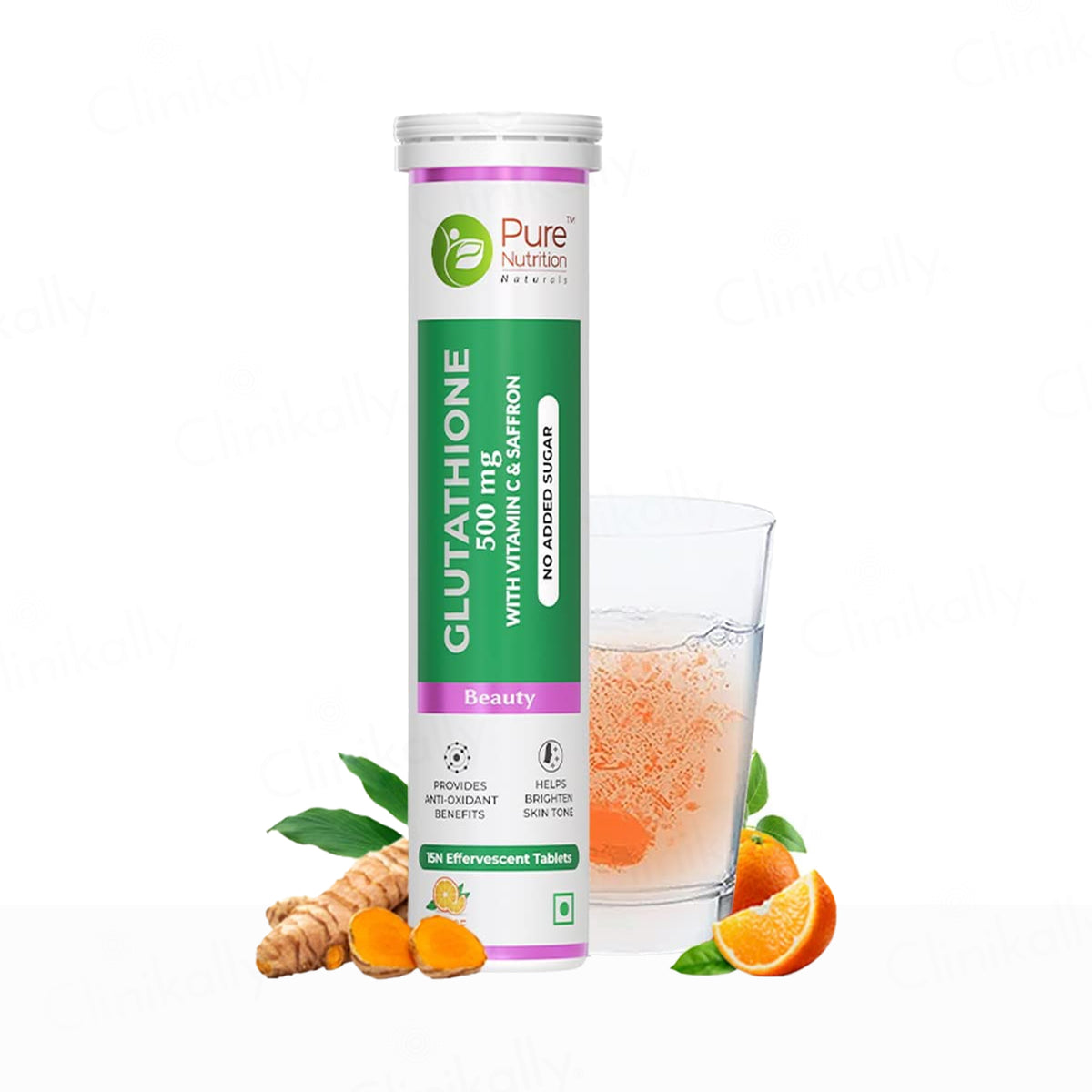 Buy Pure Nutrition Glutathione 500mg With Vitamin C & Saffron Effervescent  Tablet - Orange Flavour Online at Best Price