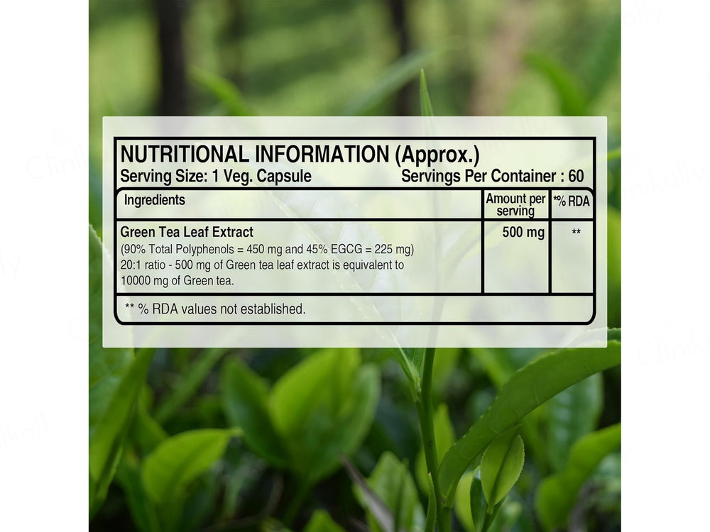 Pure Nutrition Green Tea Leaf Extract 500mg Veg Capsule