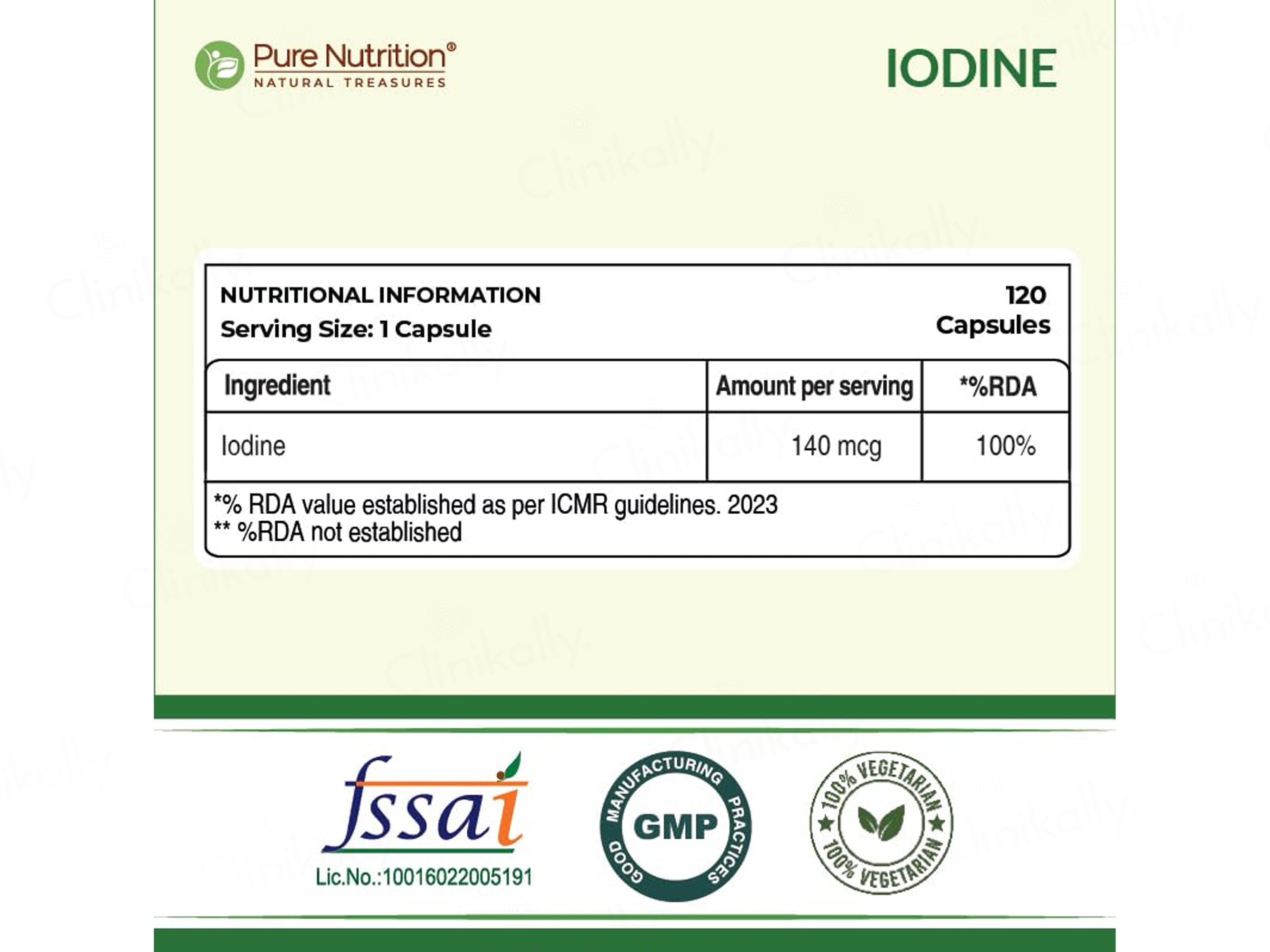 Pure Nutrition Iodine Veg Capsule