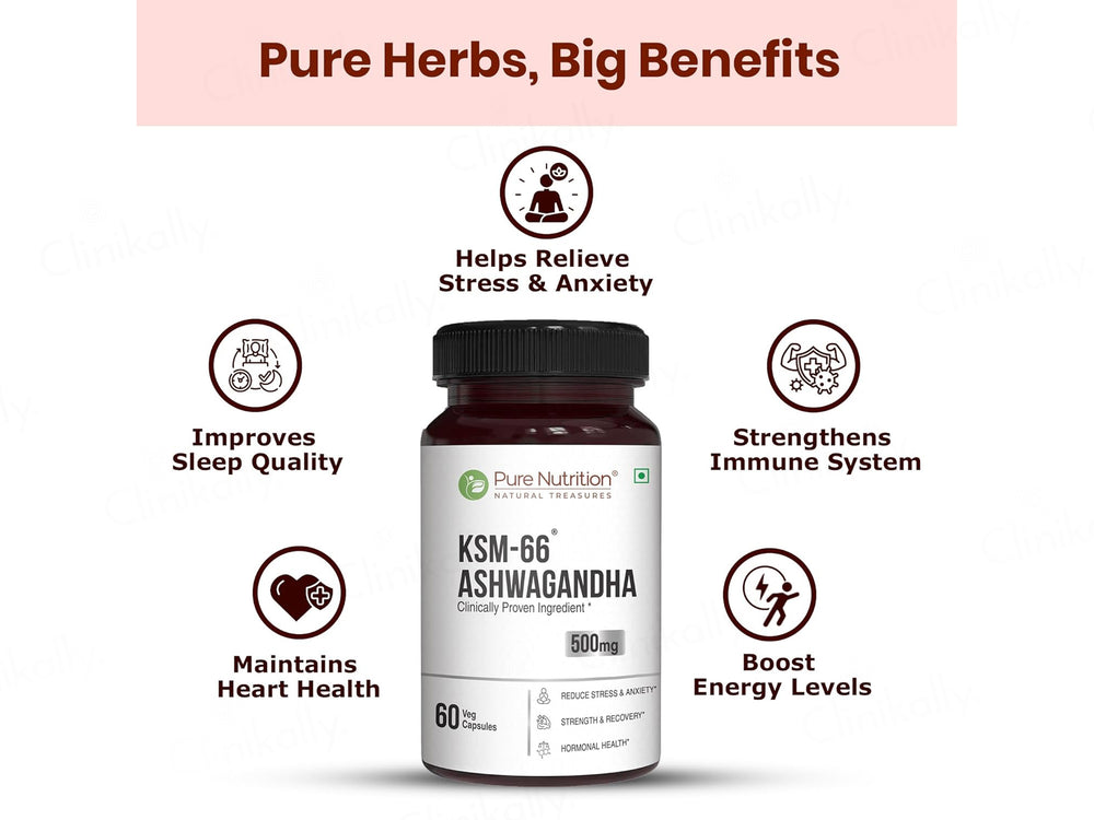 Pure Nutrition KSM-66 Ashwagandha 500mg Veg Capsule