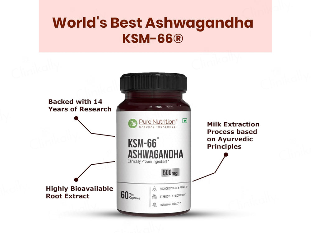 Pure Nutrition KSM-66 Ashwagandha 500mg Veg Capsule
