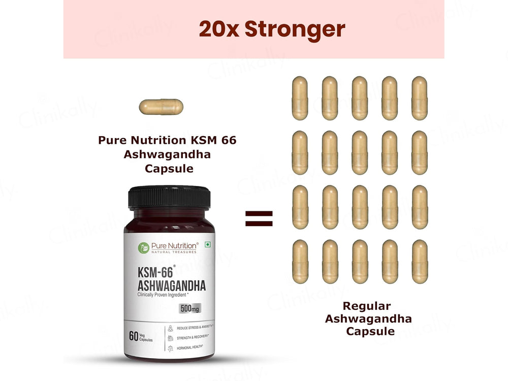 Pure Nutrition KSM-66 Ashwagandha 500mg Veg Capsule