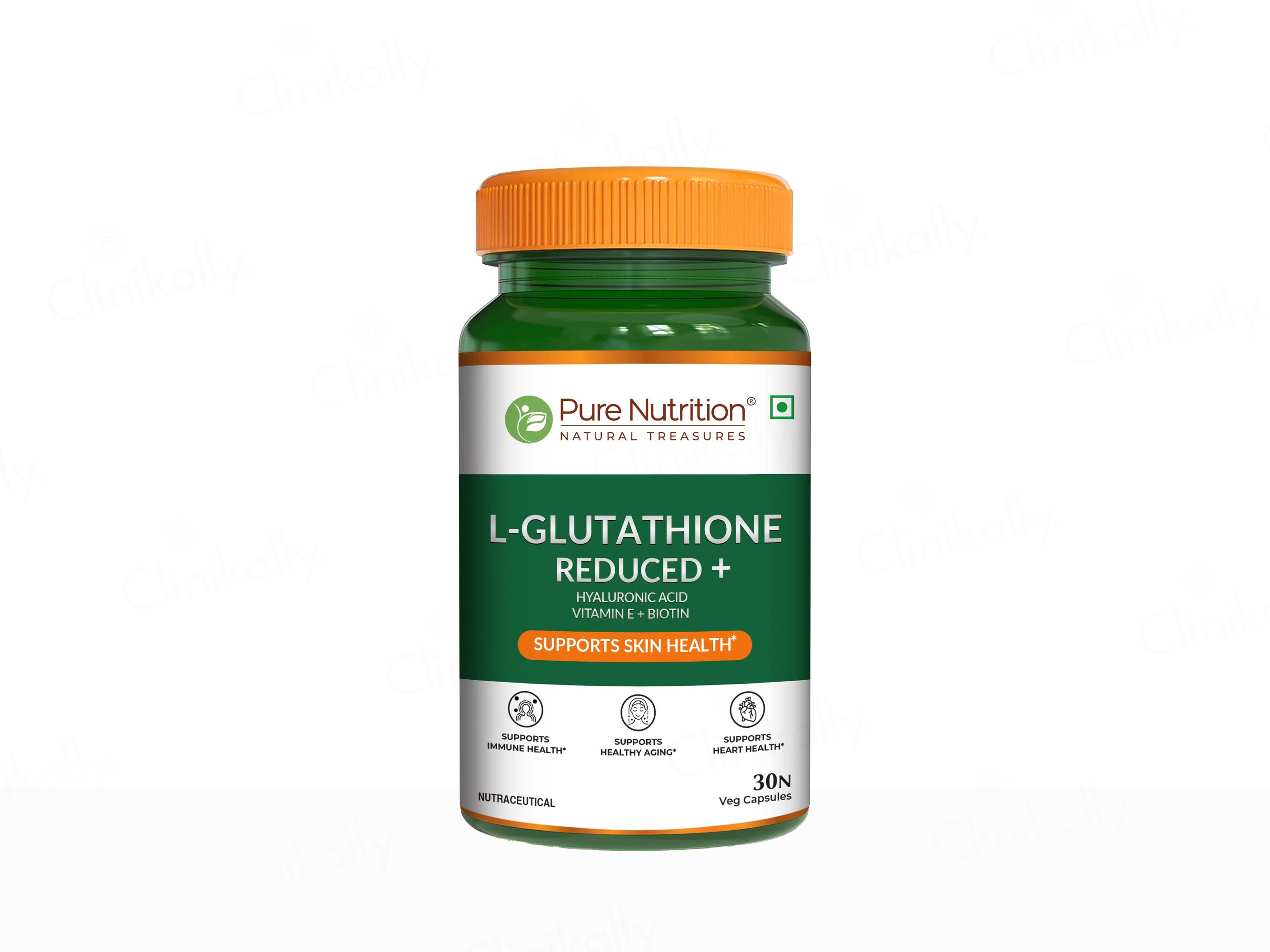 Pure Nutrition L-Glutathione Reduced+ with Hyaluronic Acid, Vitamin E, Biotin Veg Capsule
