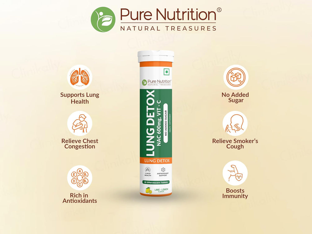 Pure Nutrition Lung Detox Effervescent Tablet - Lime Lemon Flavour