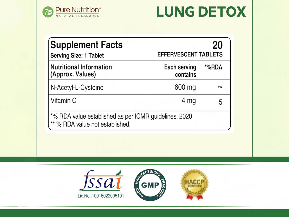 Pure Nutrition Lung Detox Effervescent Tablet - Lime Lemon Flavour