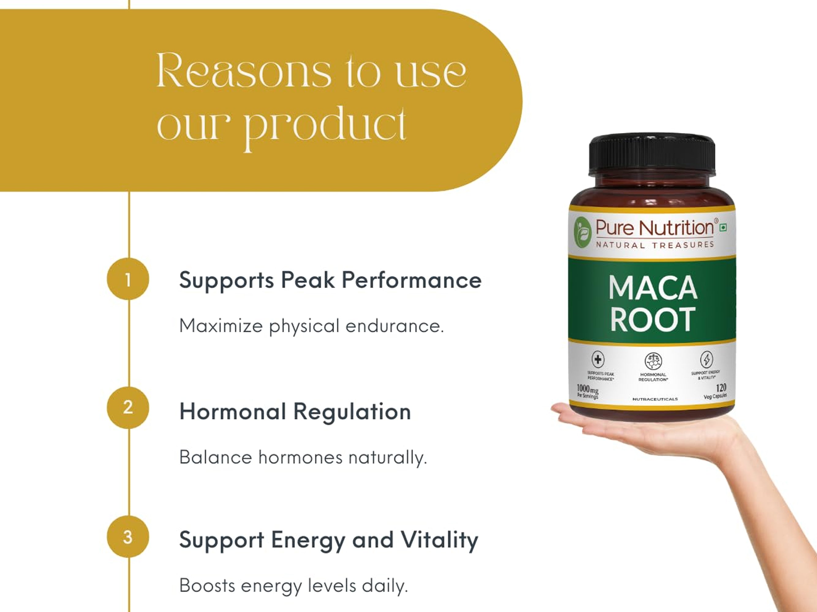 Pure Nutrition Maca Root Veg Extract 1000mg Capsule