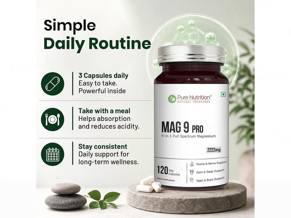 Pure Nutrition Mag 9 Pro Magnesium 2222mg Veg Capsule