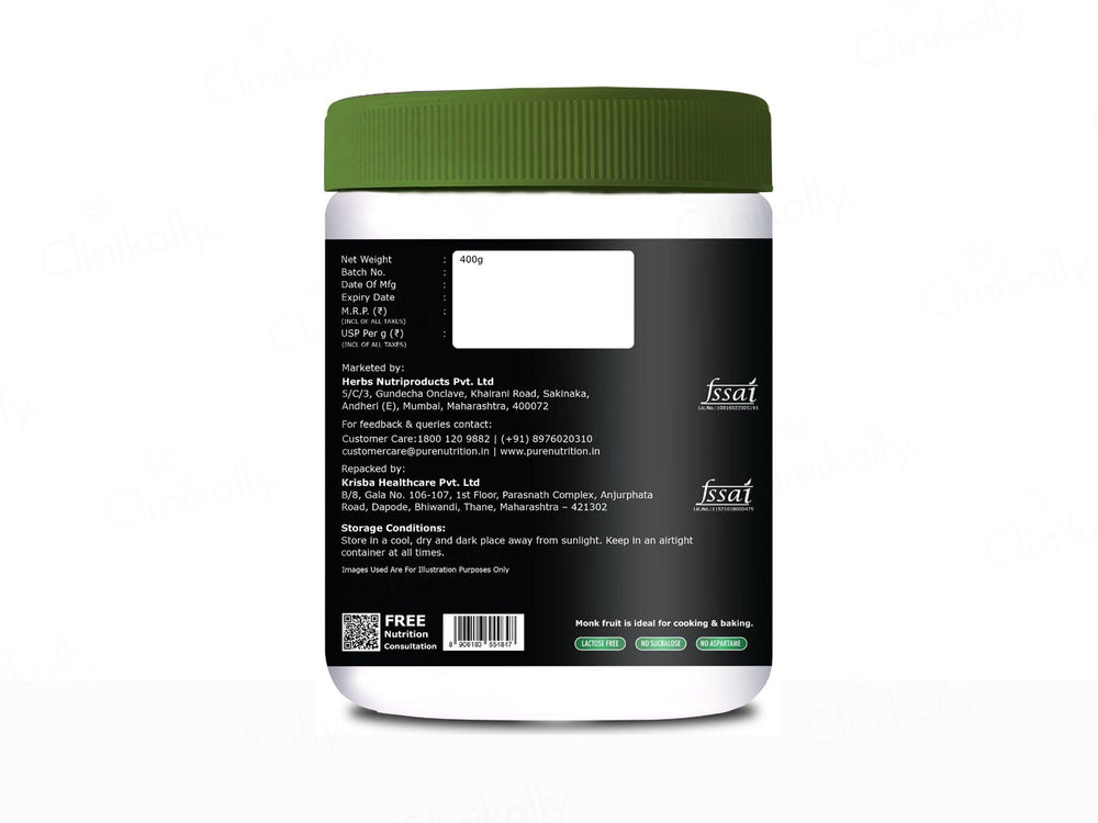 Pure Nutrition Monk Fruit Sweetner With Erythritol