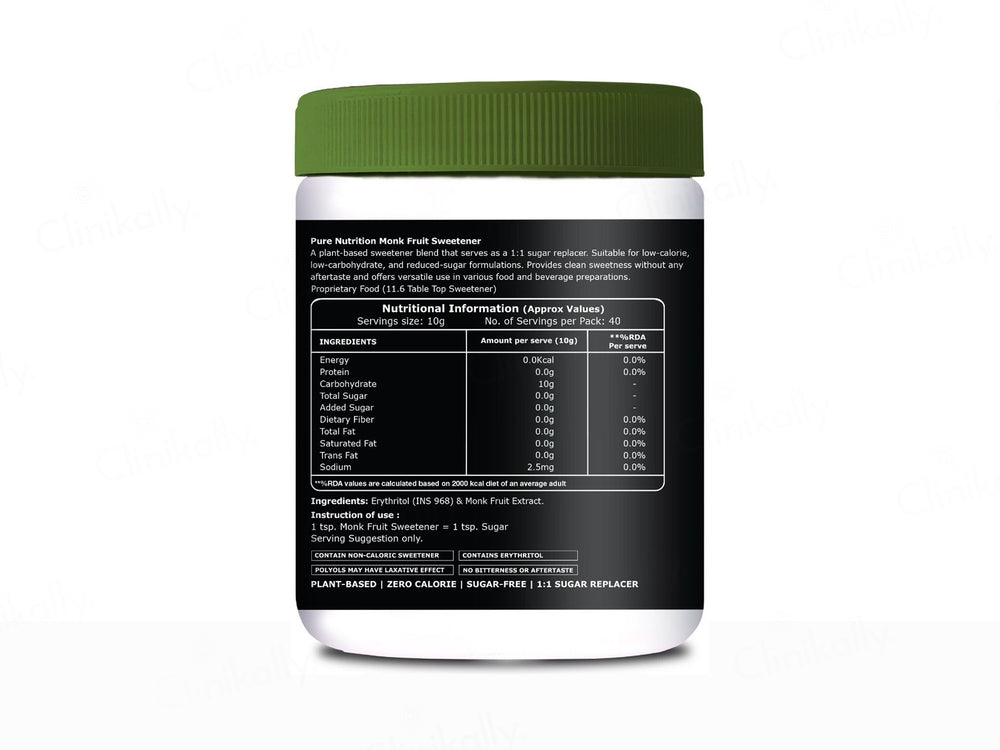 Pure Nutrition Monk Fruit Sweetner With Erythritol