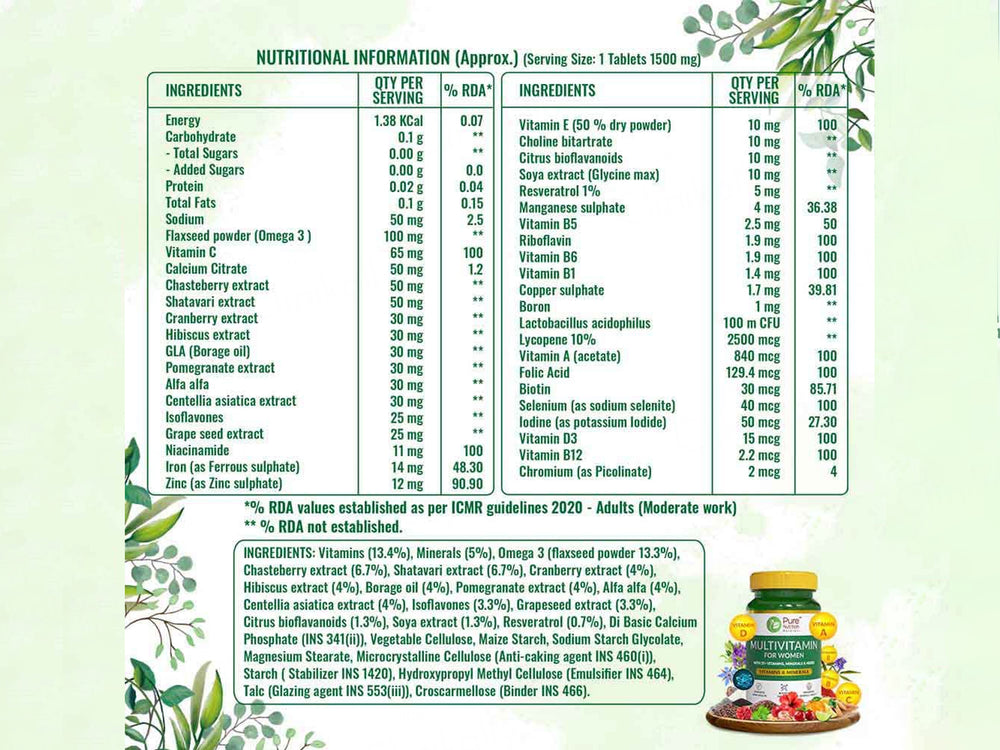 Pure Nutrition Multivitamin Veg Tablet For Women