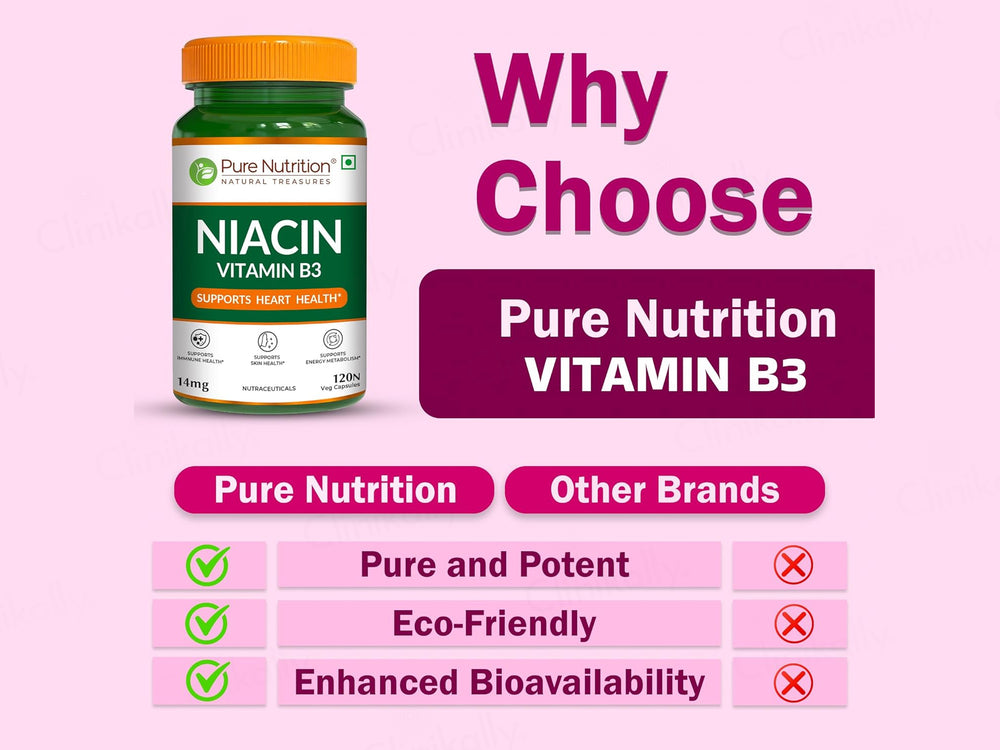 Pure Nutrition Niacin Vitamin B3 14mg Veg Capsule