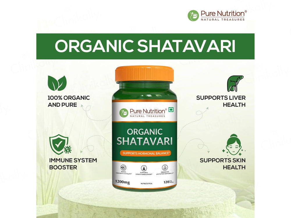 Pure Nutrition Organic Shatavari 1200mg Veg Tablet