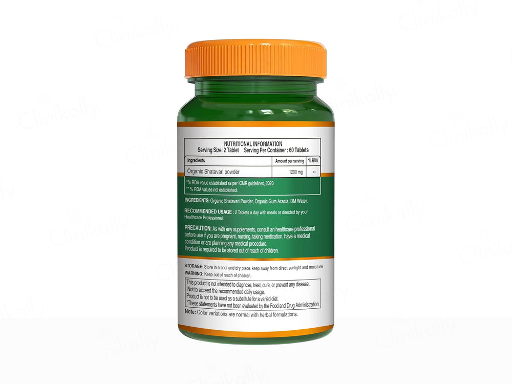 Pure Nutrition Organic Shatavari 1200mg Veg Tablet