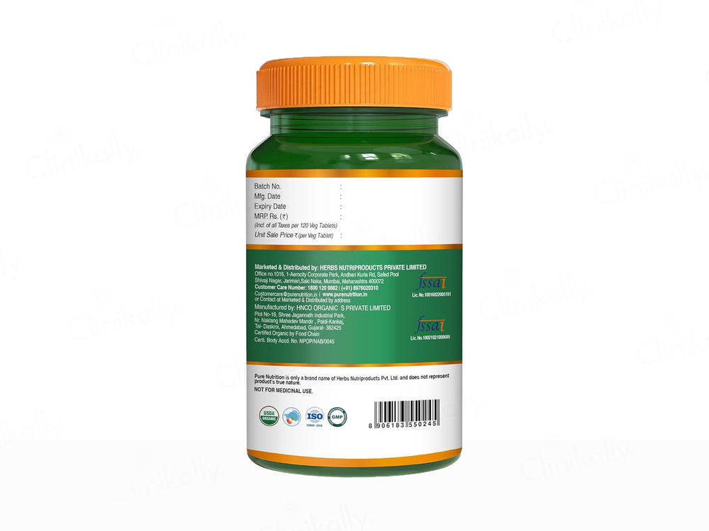 Pure Nutrition Organic Shatavari 1200mg Veg Tablet