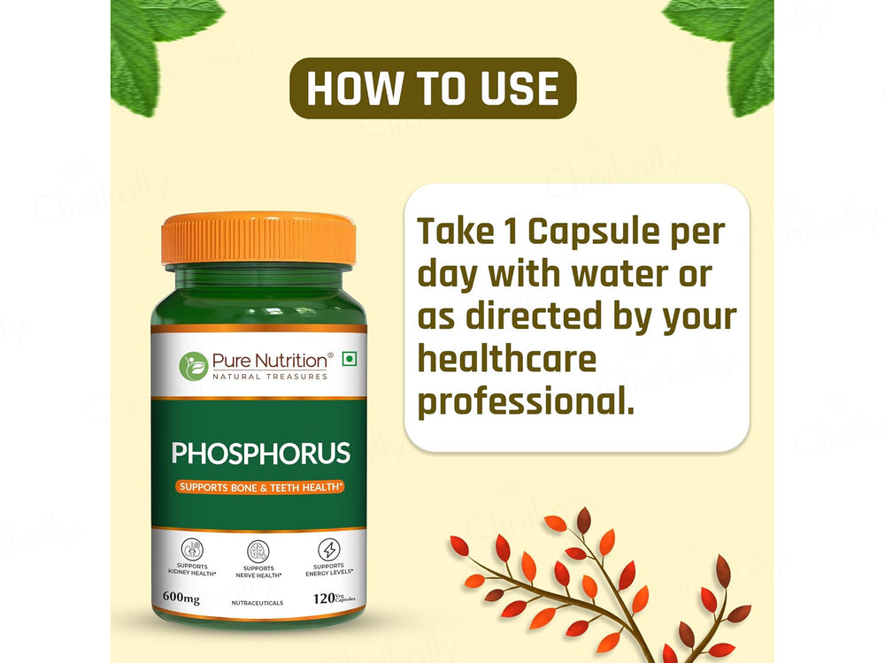 Pure Nutrition Phosphorus 600mg Veg Capsule