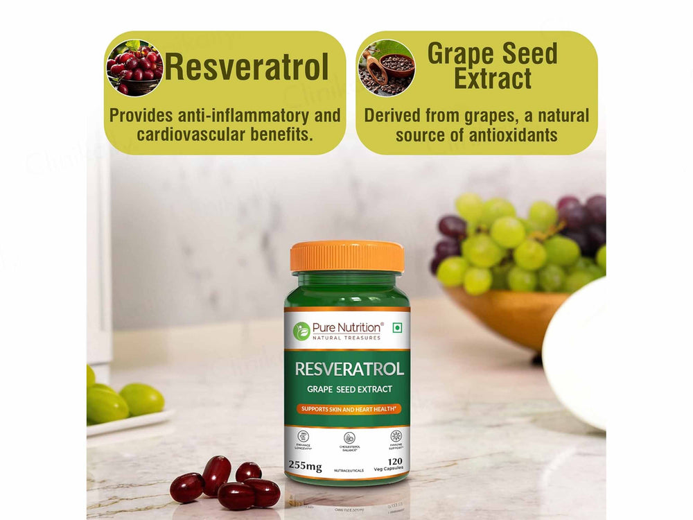 Pure Nutrition Resveratrol Grape Seed Extract 255mg Veg Capsule