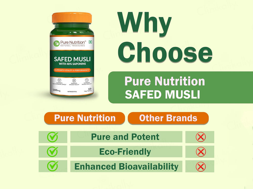 Pure Nutrition Safed Musli 500mg Veg Tablet