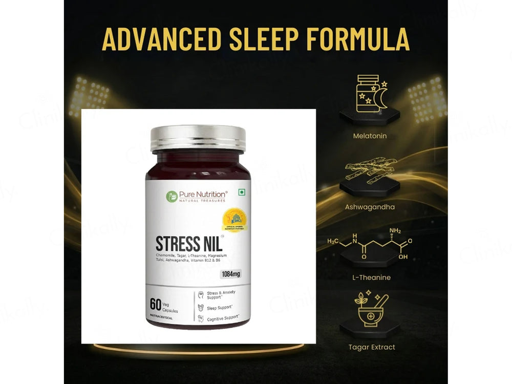 Pure Nutrition Stress NIL 1084mg Nutraceutical Veg Capsule