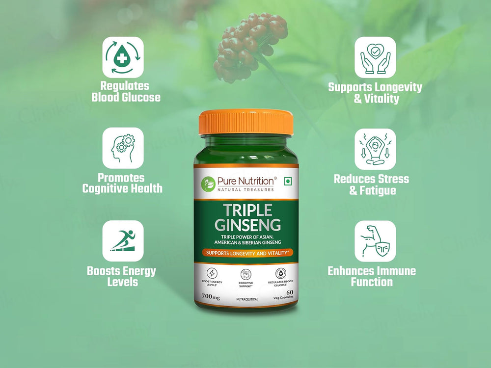 Pure Nutrition Triple Ginseng 700mg Veg Capsule