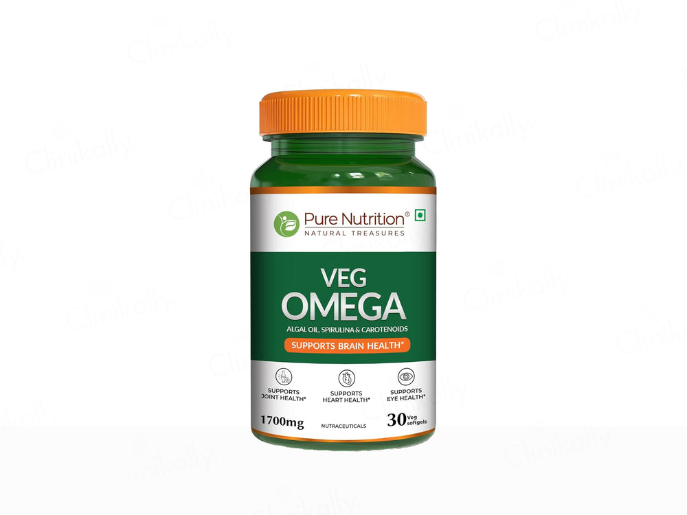 Pure Nutrition Veg Omega 1700mg With Algal Oil, Spirulina & Carotenoids Softgel