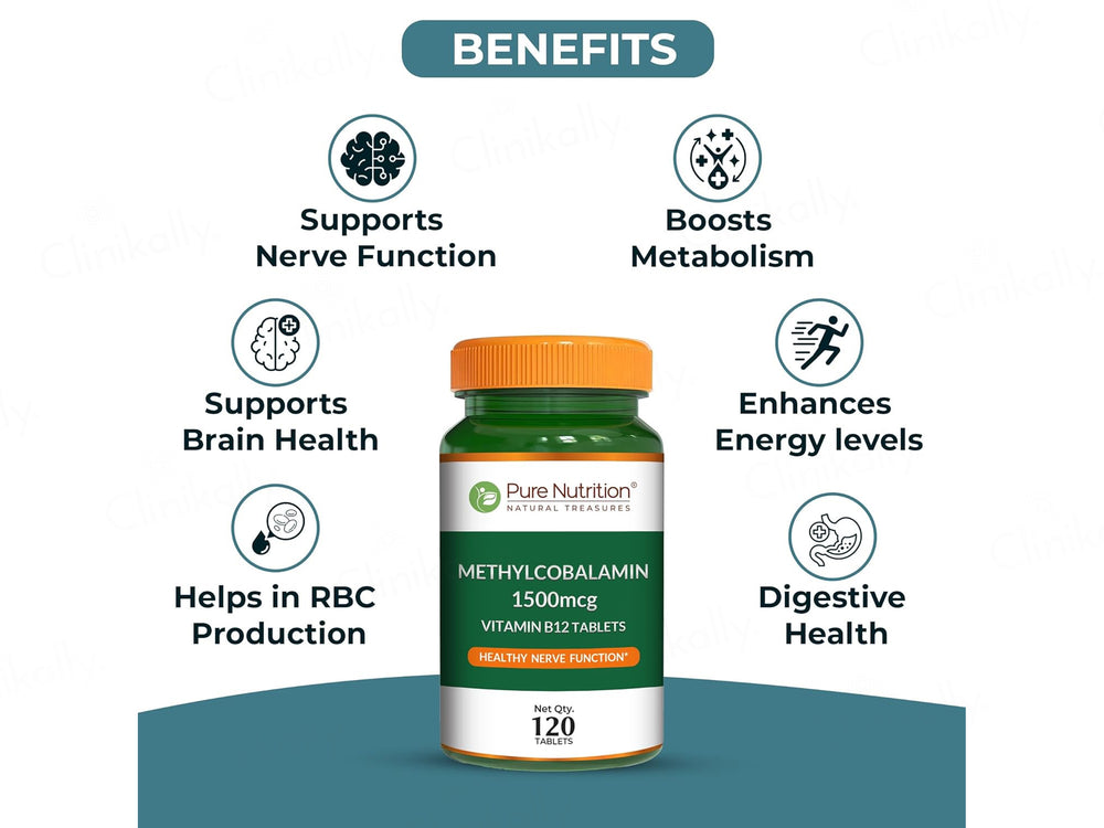 Pure Nutrition Vitamin B12 Methylcobalamin 1500mcg Veg Tablet