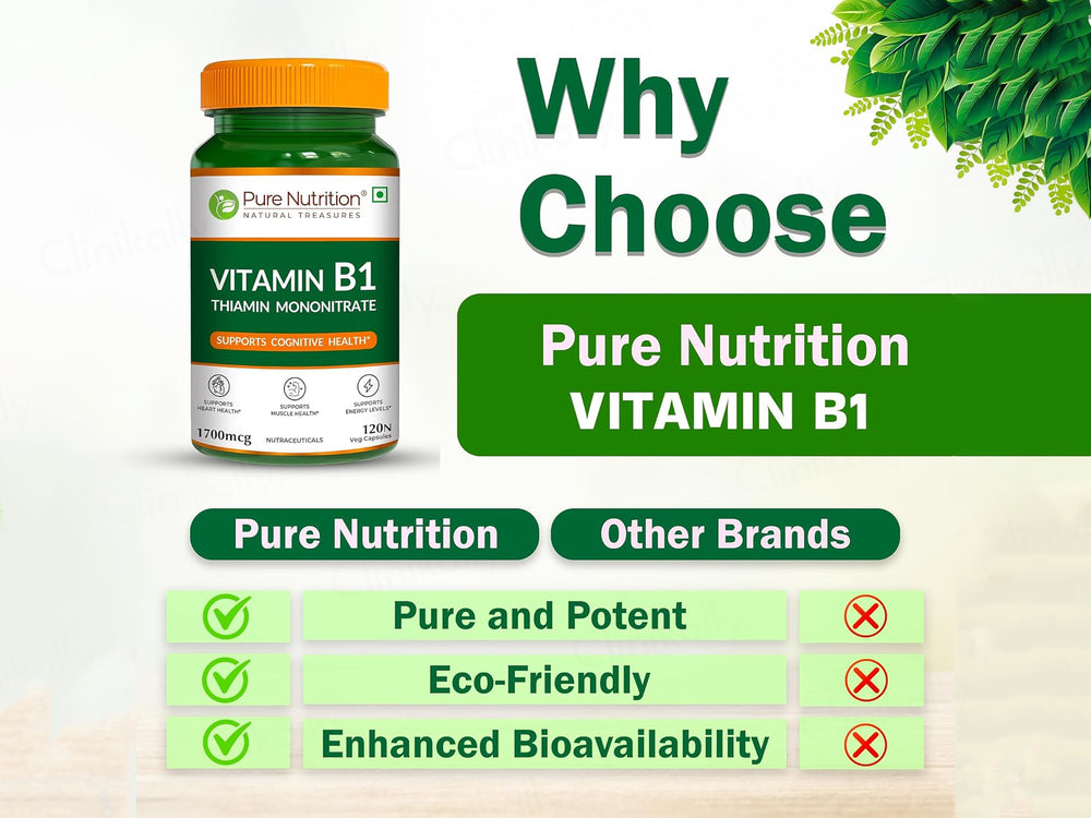 Pure Nutrition Vitamin B1 Thiamine Mononitrate 1700mcg Veg Capsule