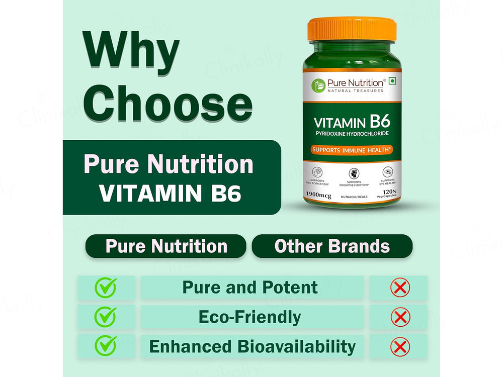 Pure Nutrition Vitamin B6 1900mcg Veg Capsule