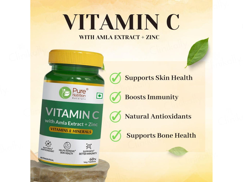 Pure Nutrition Vitamin C With Amla Extract + Zinc Veg Tablet